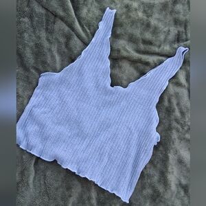 Light Blue Ribbed Knit Fabric